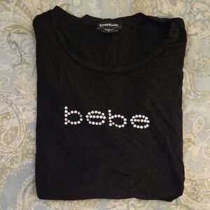 Bebe Rhinestone Logo Tee